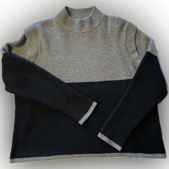 Halogen Grey Black Colorblock Long Sleeve Mock Neck Pullover Sweater Sz XXL New - Picture 2 of 4